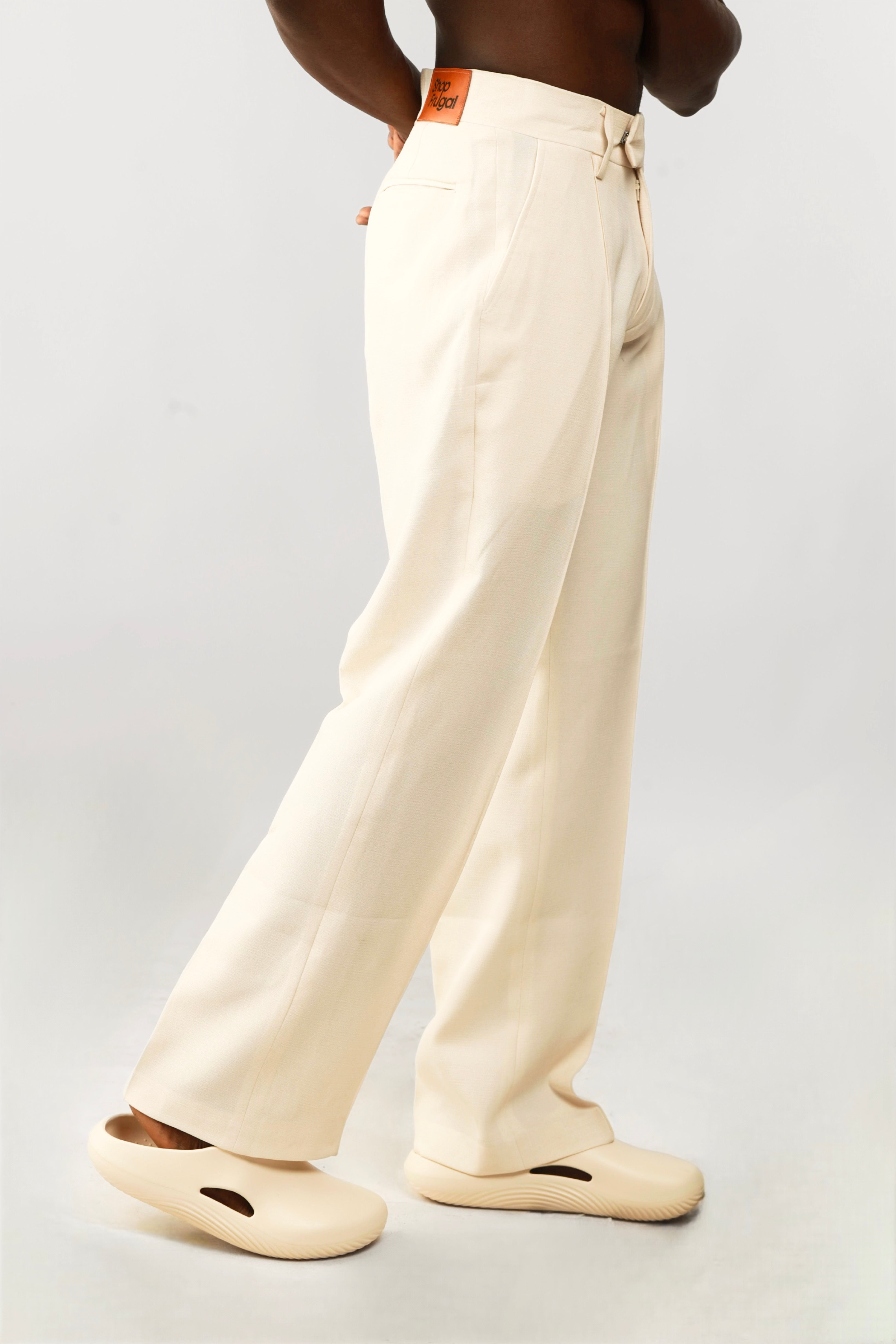 Cleo Pintuck Forward Pleats Baggy Trouser - Oatmeal