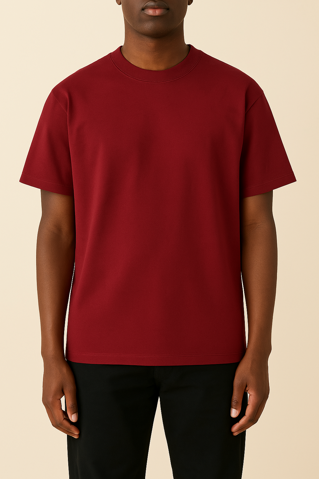 Claire 310GSM Medium-Weight Double-Yarn Blank Tshirt (Premium Quality) - Burgundy-1
