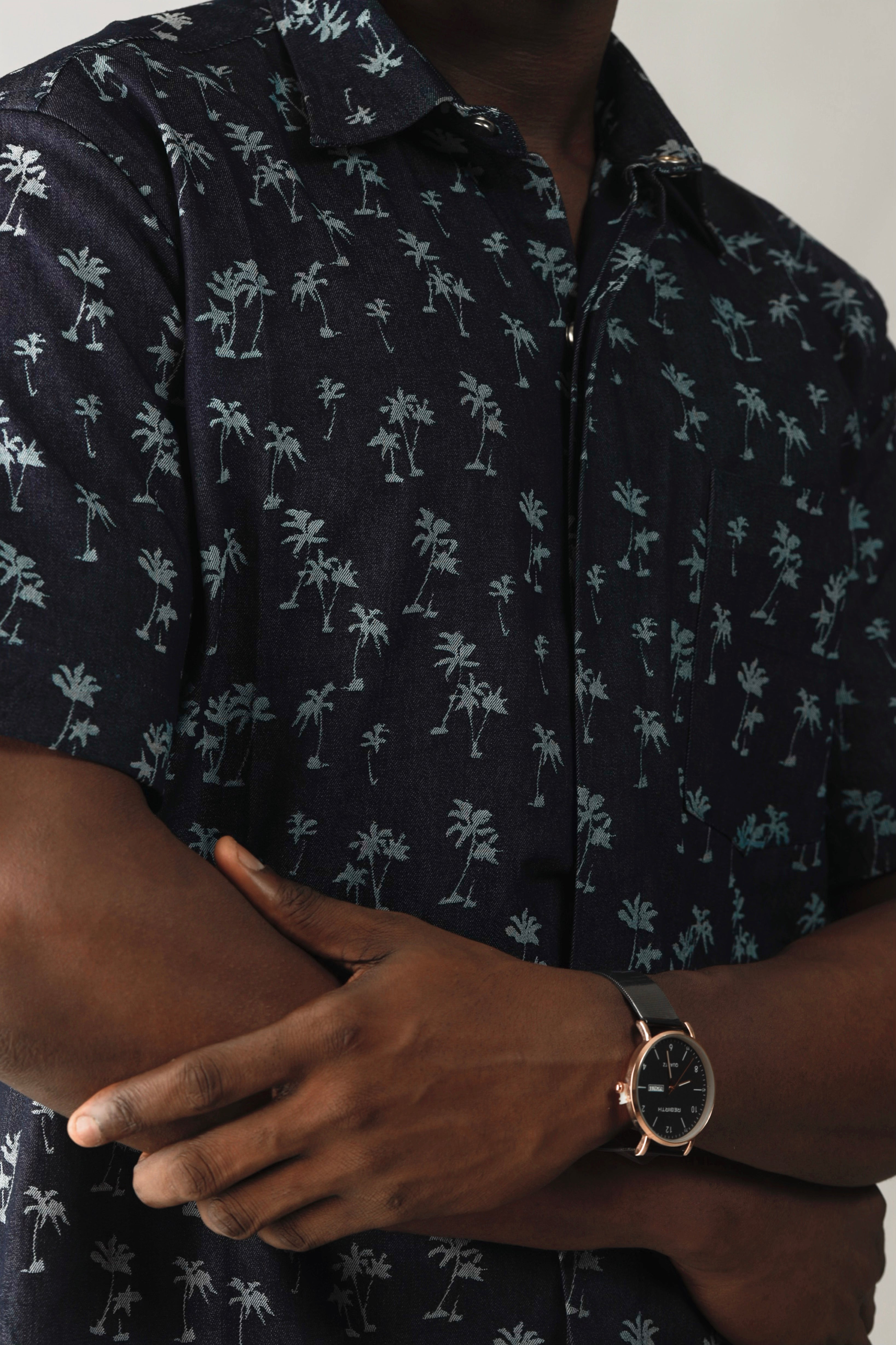 Carla Tropical Print Denim Overshirt-3