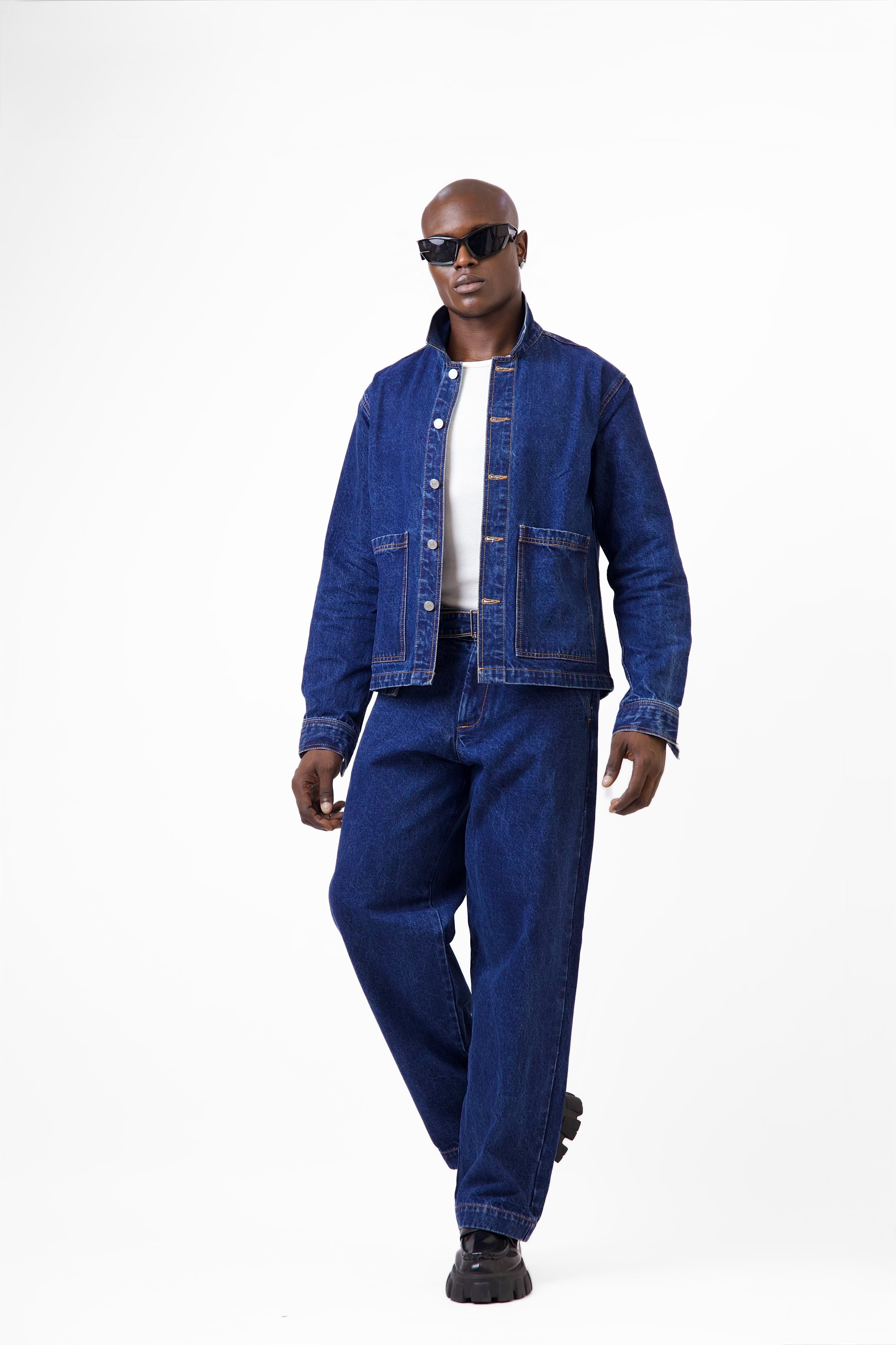 Callie Oxford Tailored Baggy Denim Trouser With Belt-3