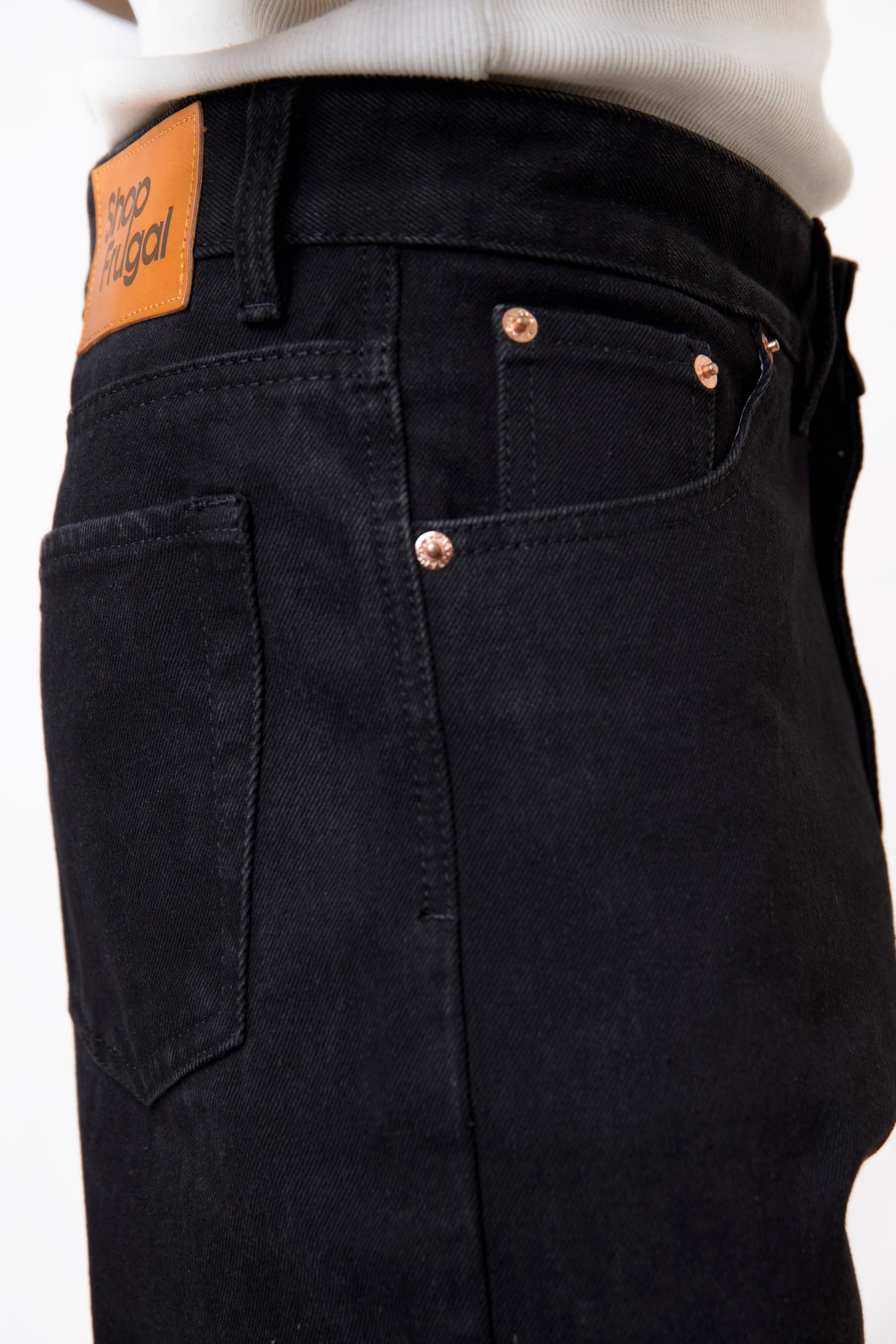 Cai Relaxed Straight Cut Jeans - Washed Black-5