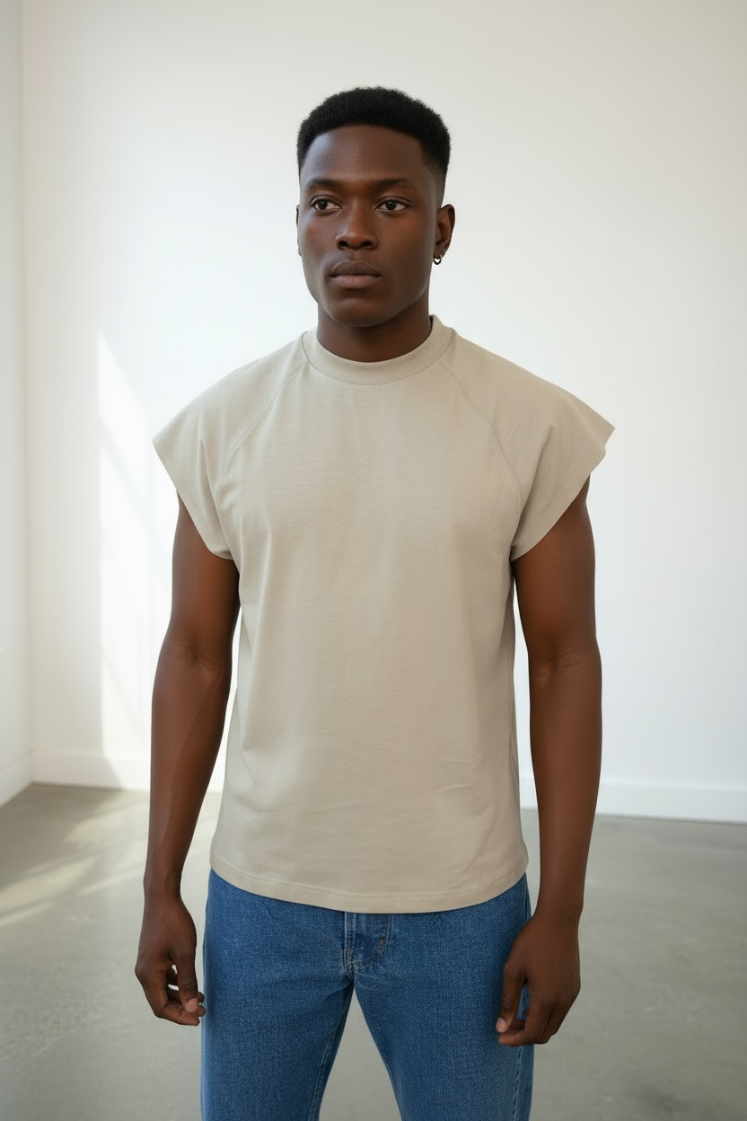 Callie 2.0 310GSM Raglan Raw-Hem Tshirt (Premium Quality) - Matcha Grey