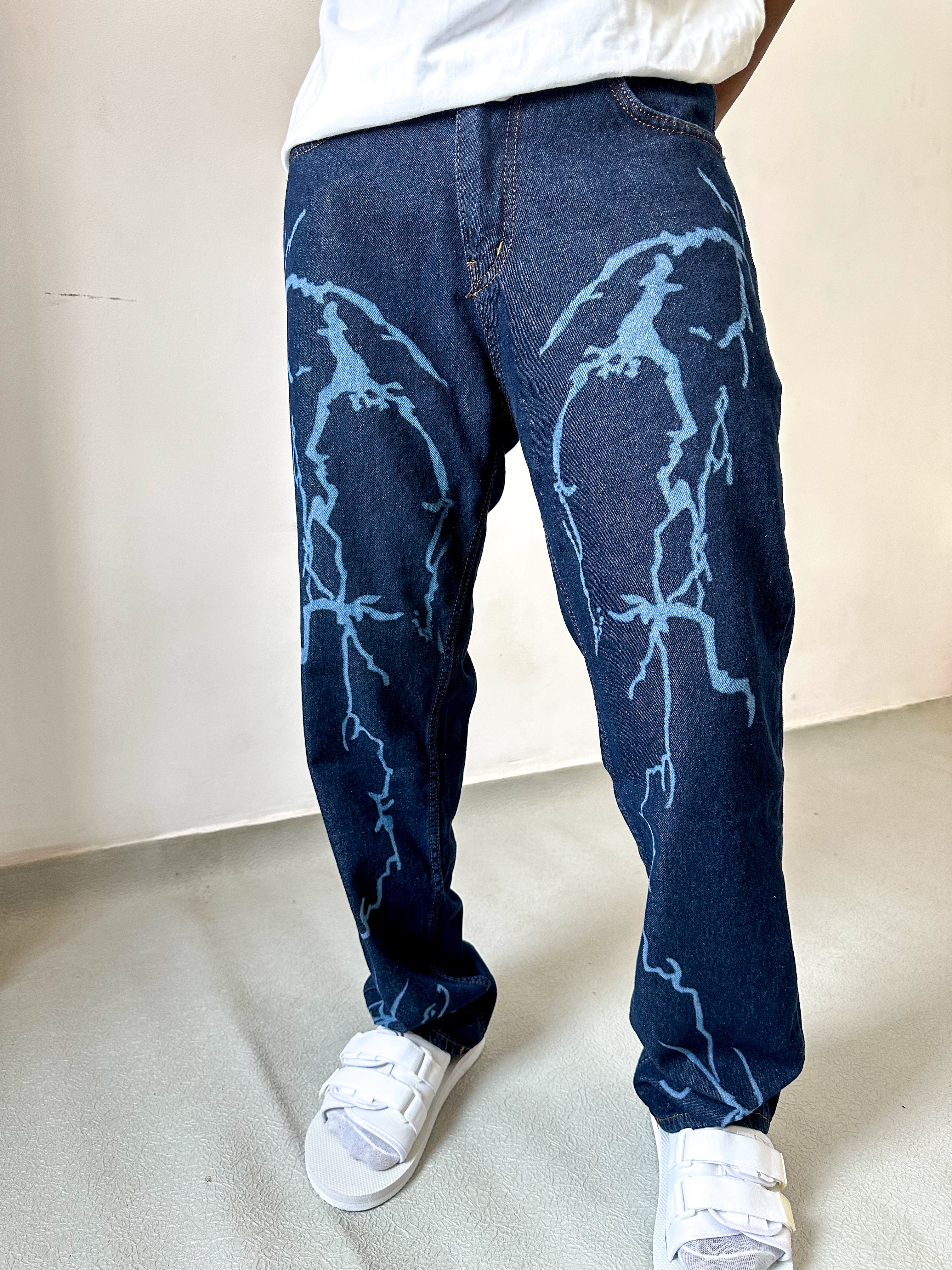 Cedric Lightning Relaxed Baggy Jeans-5