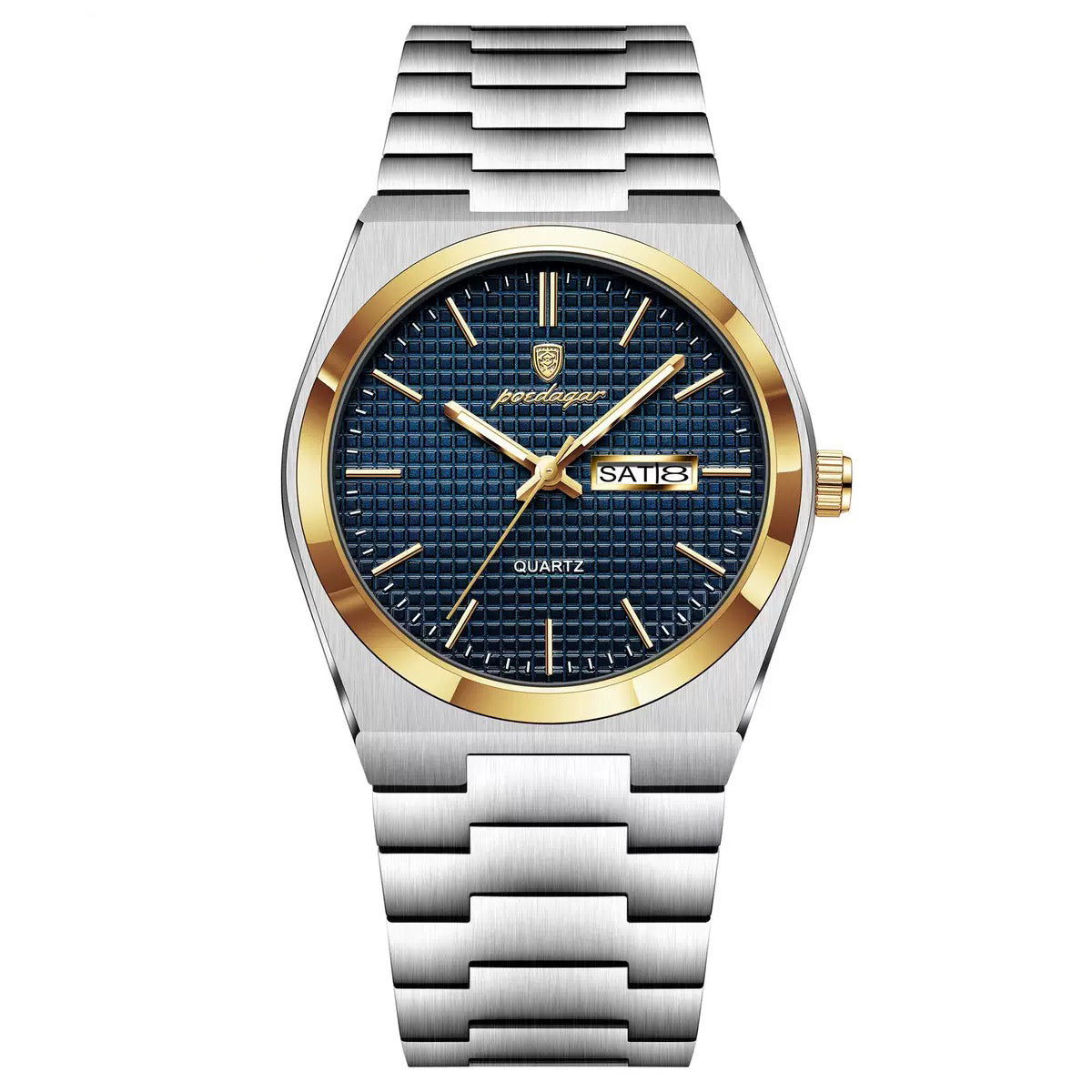 Alexis 2.0 Textured Dial Stainless Wristwatch - Silver/Gold/Blue