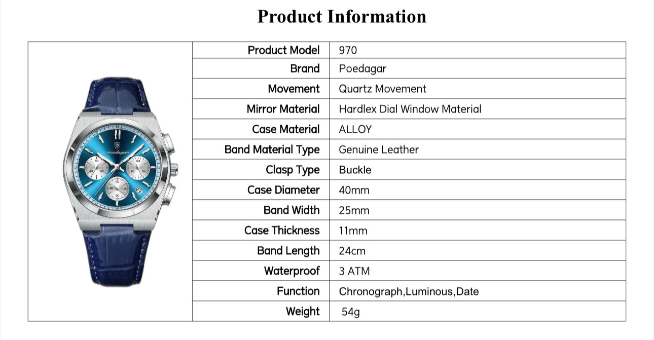 Anthony Chronograph Leather Strap Wristwatch - Black