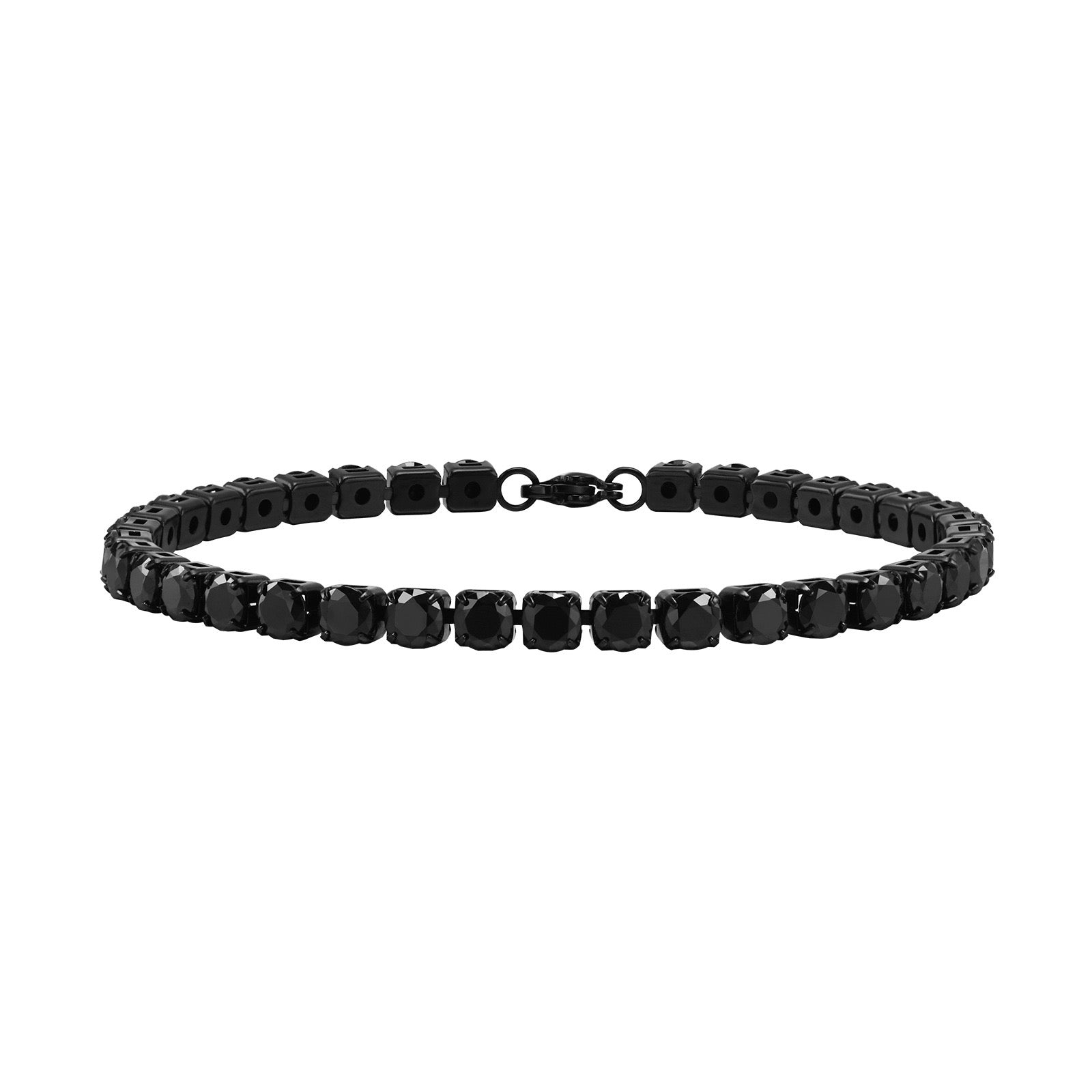 Charles Zirconia Titanium Steel Link Bracelet - Black