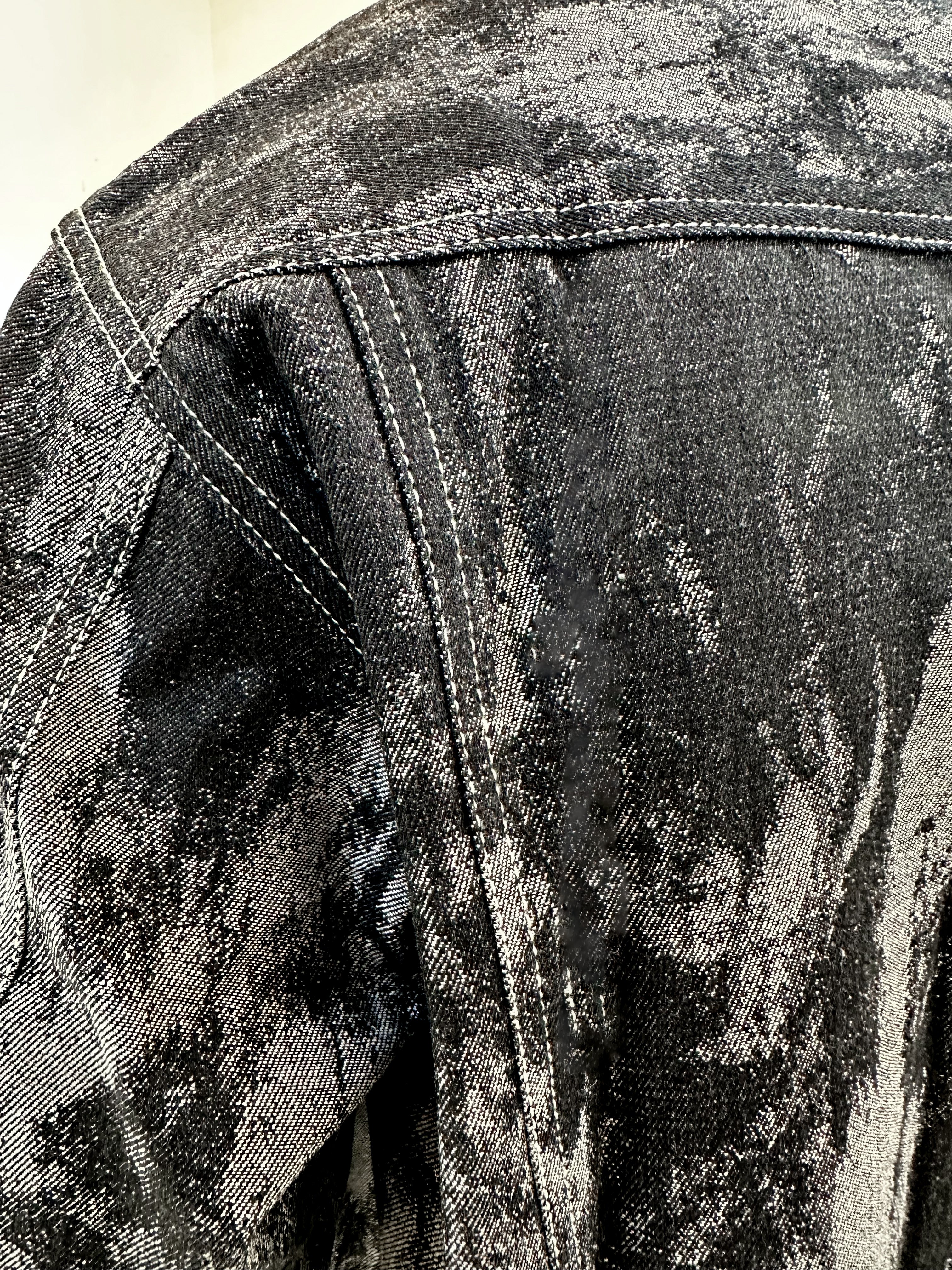 Callie Jacquard Denim Shacket - Black