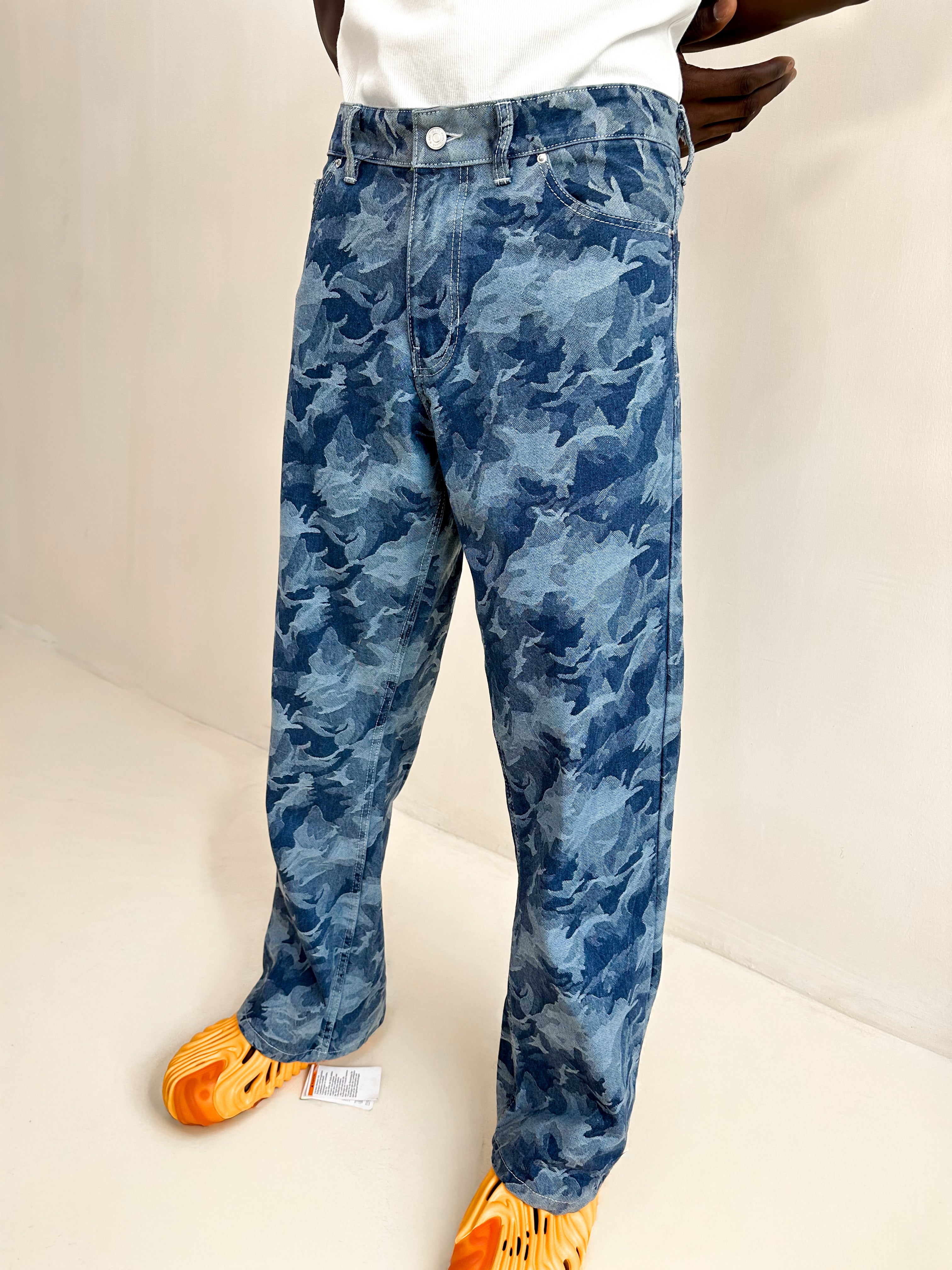 Casper Jacquard Relaxed Baggy Flared Jeans-6