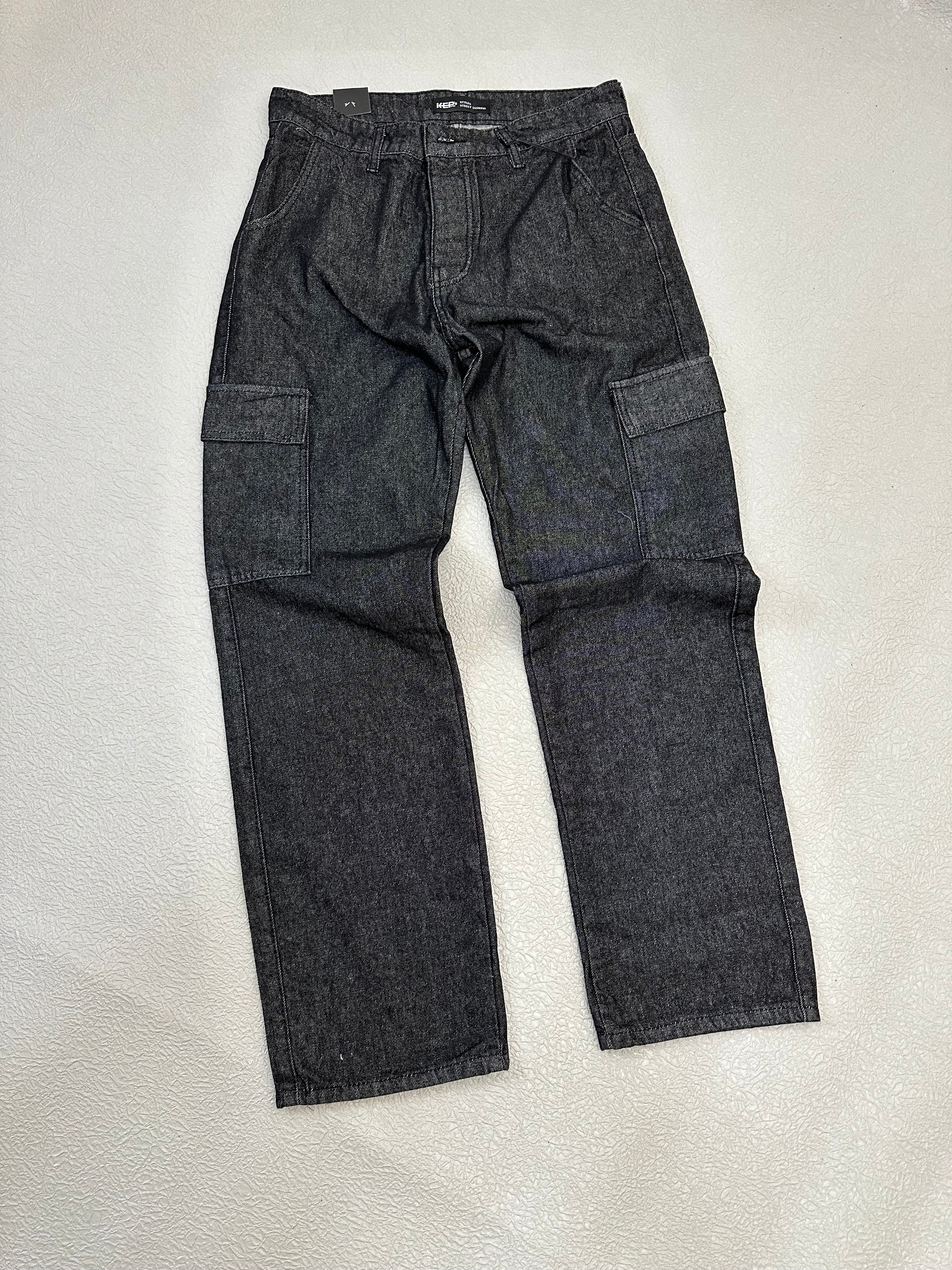 Curtis Cargo Utility Baggy Washed Black Denim Pants-7