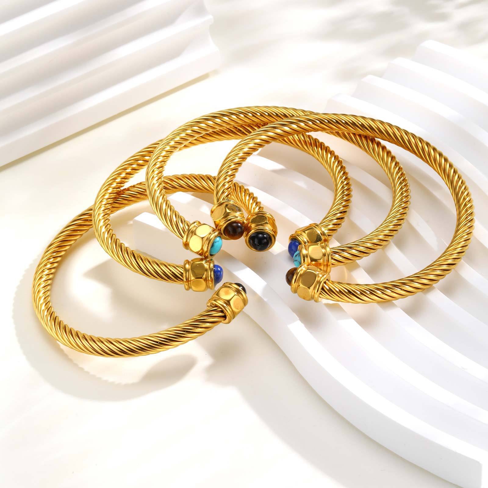 Calla 18K Titanium Stainless Steel Bracelet - Green Orb