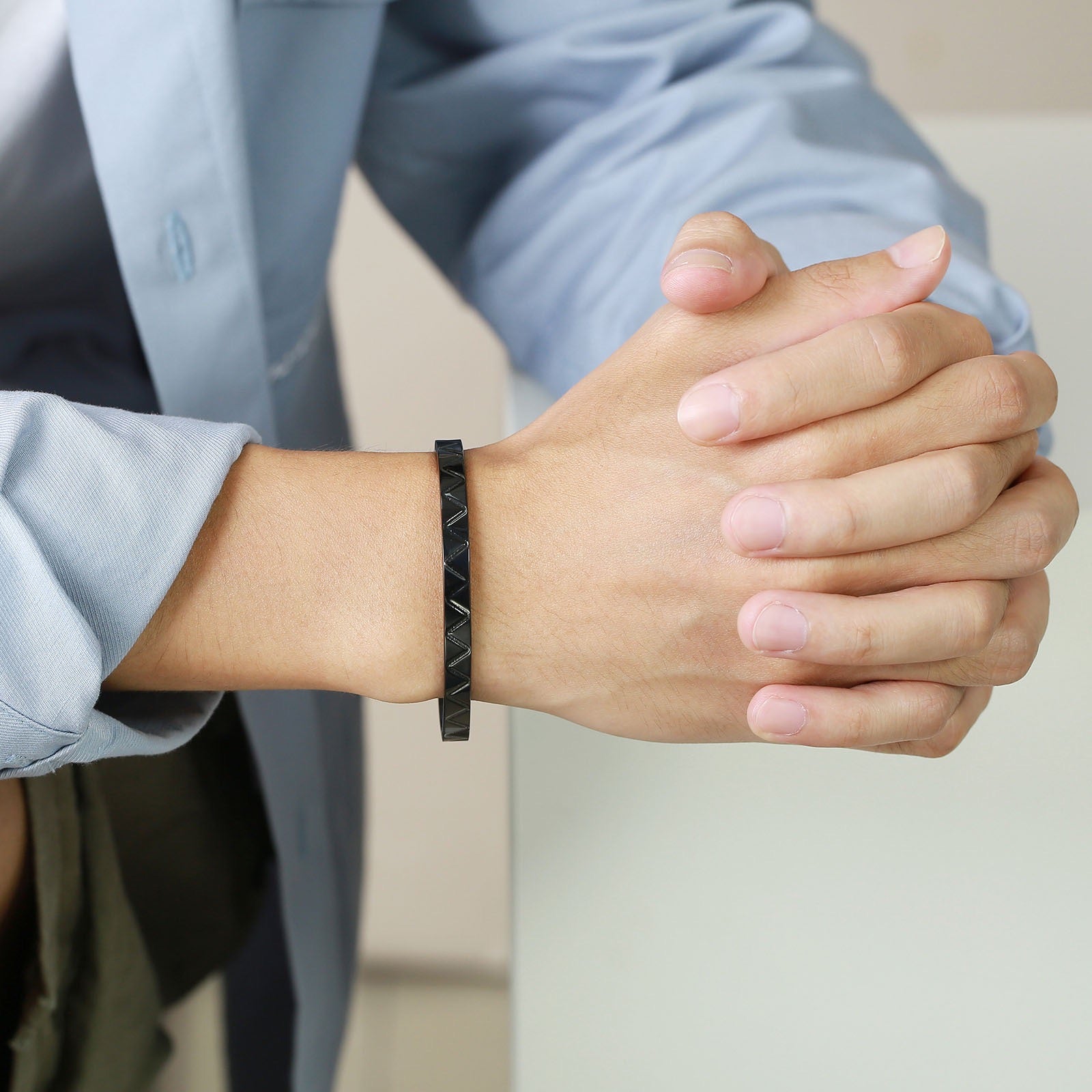 Cairo Wave Titanium Steel Bracelet - Black