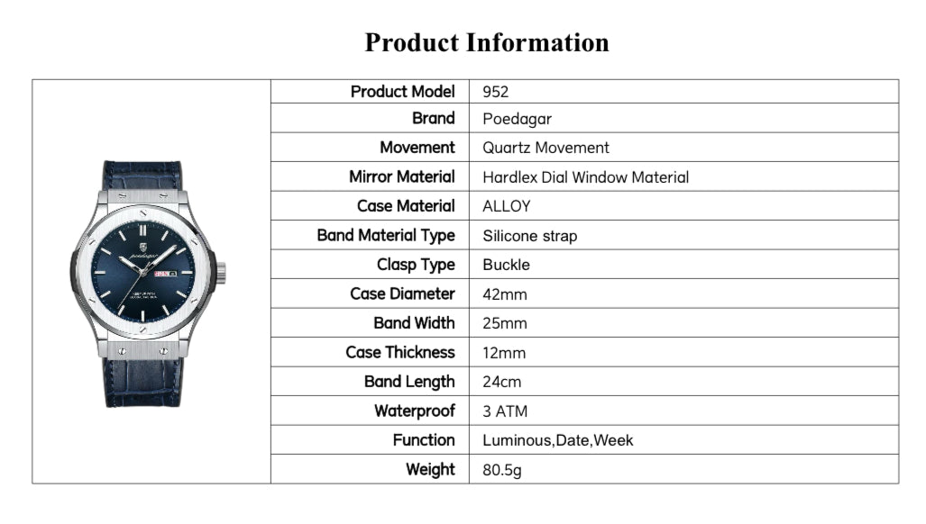 Arthur Silicone Strap Wristwatch - Black