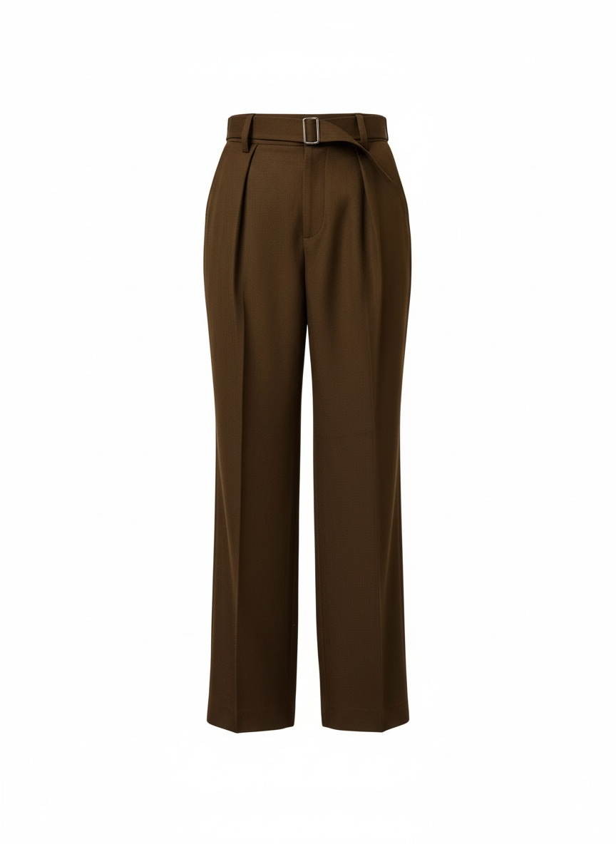 Casey Oxford Pleated Trouser - Mocha Brown
