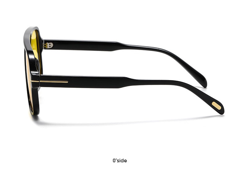 Amari Unisex Glasses - Black/Golden Yellow