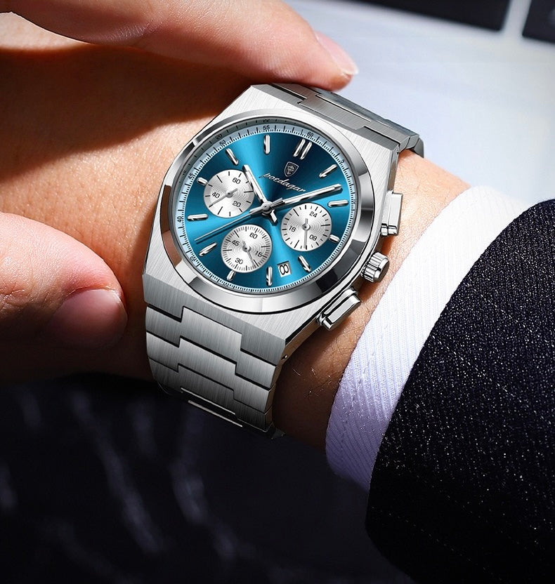 Anthony 2.0 Chronograph Stainless Wristwatch - Silver/Blue/White-9
