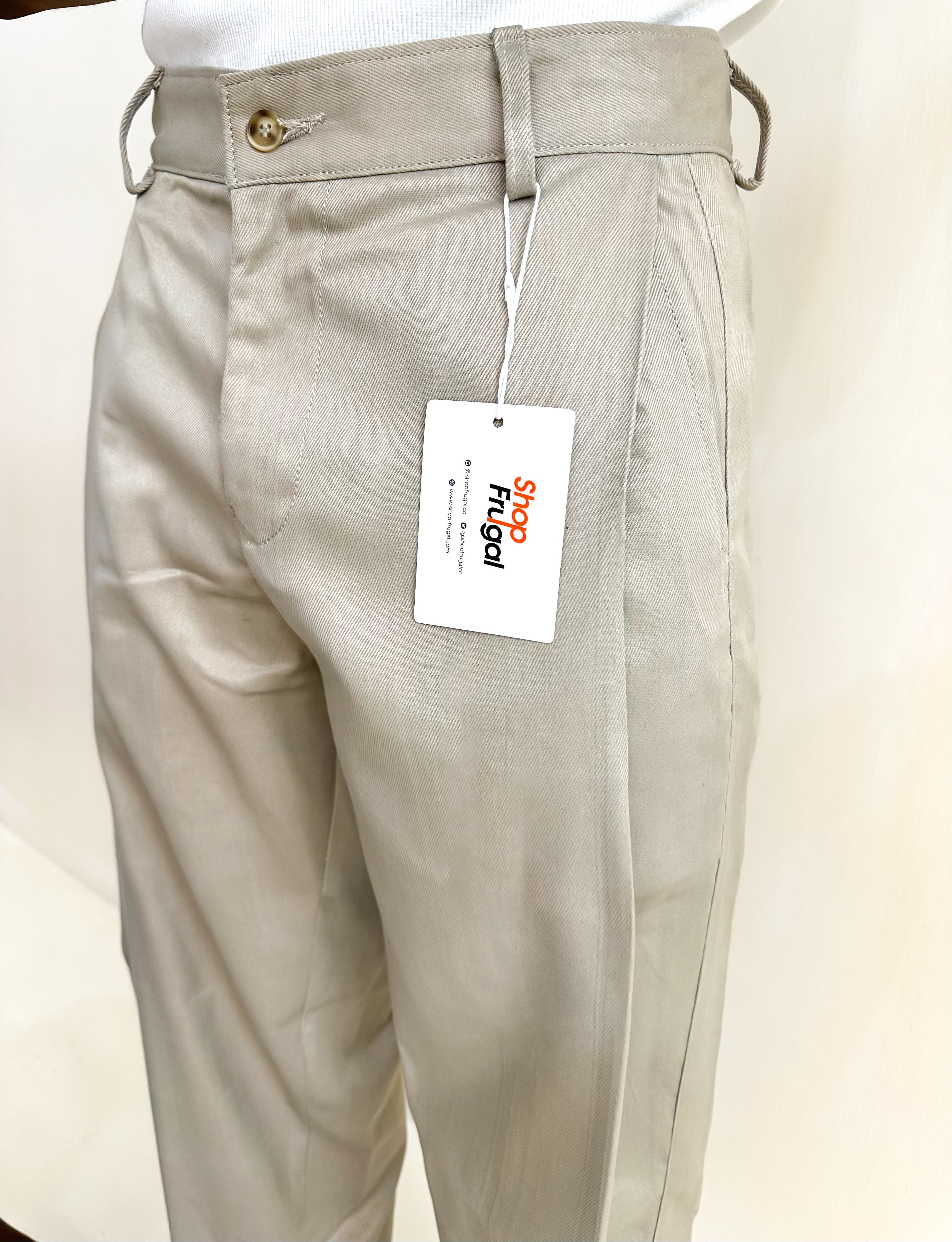 Carlo Oxford Wide-Leg Boxy Pleated Trouser - Oat