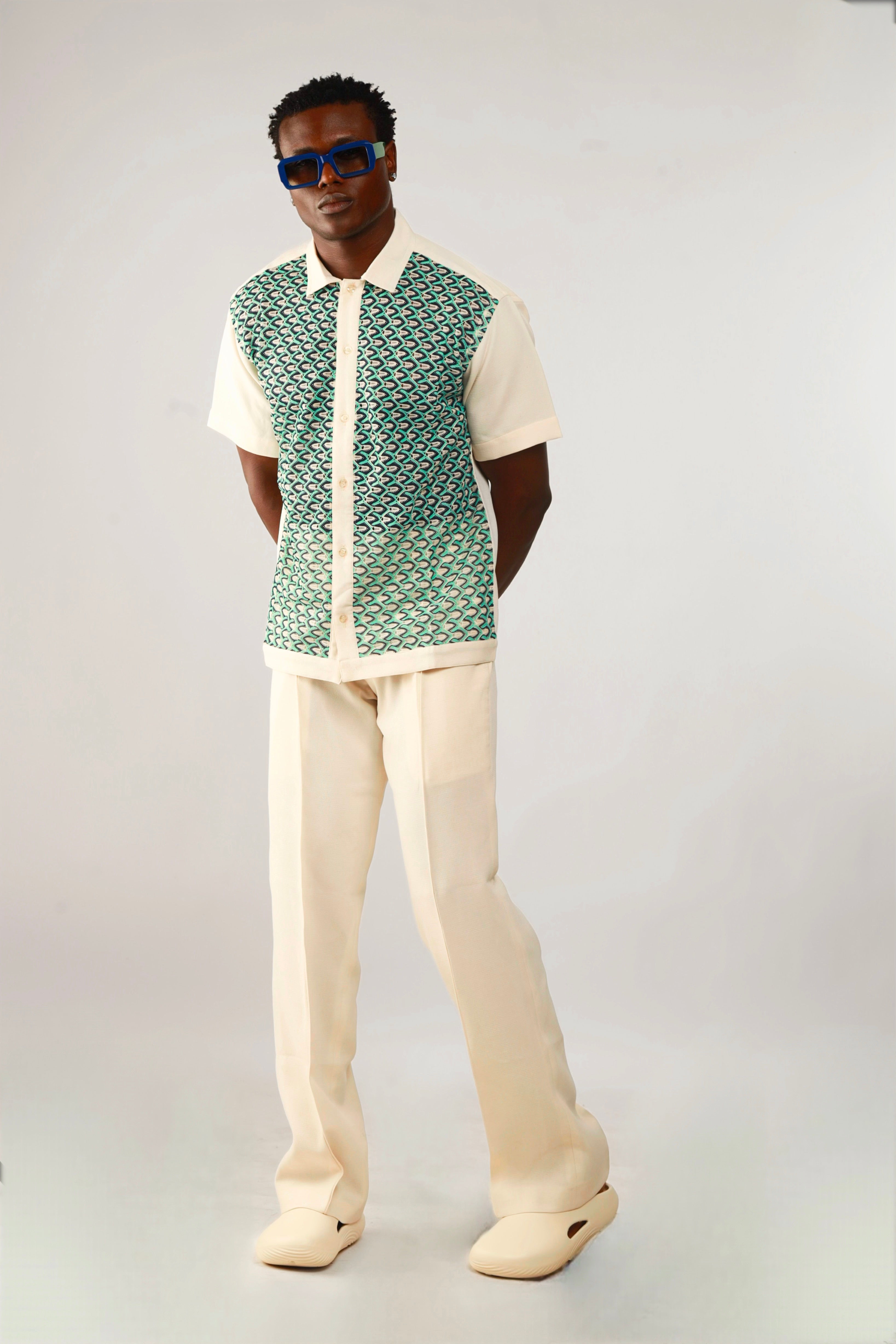 Cleo Pintuck Forward Pleats Baggy Trouser - Oatmeal