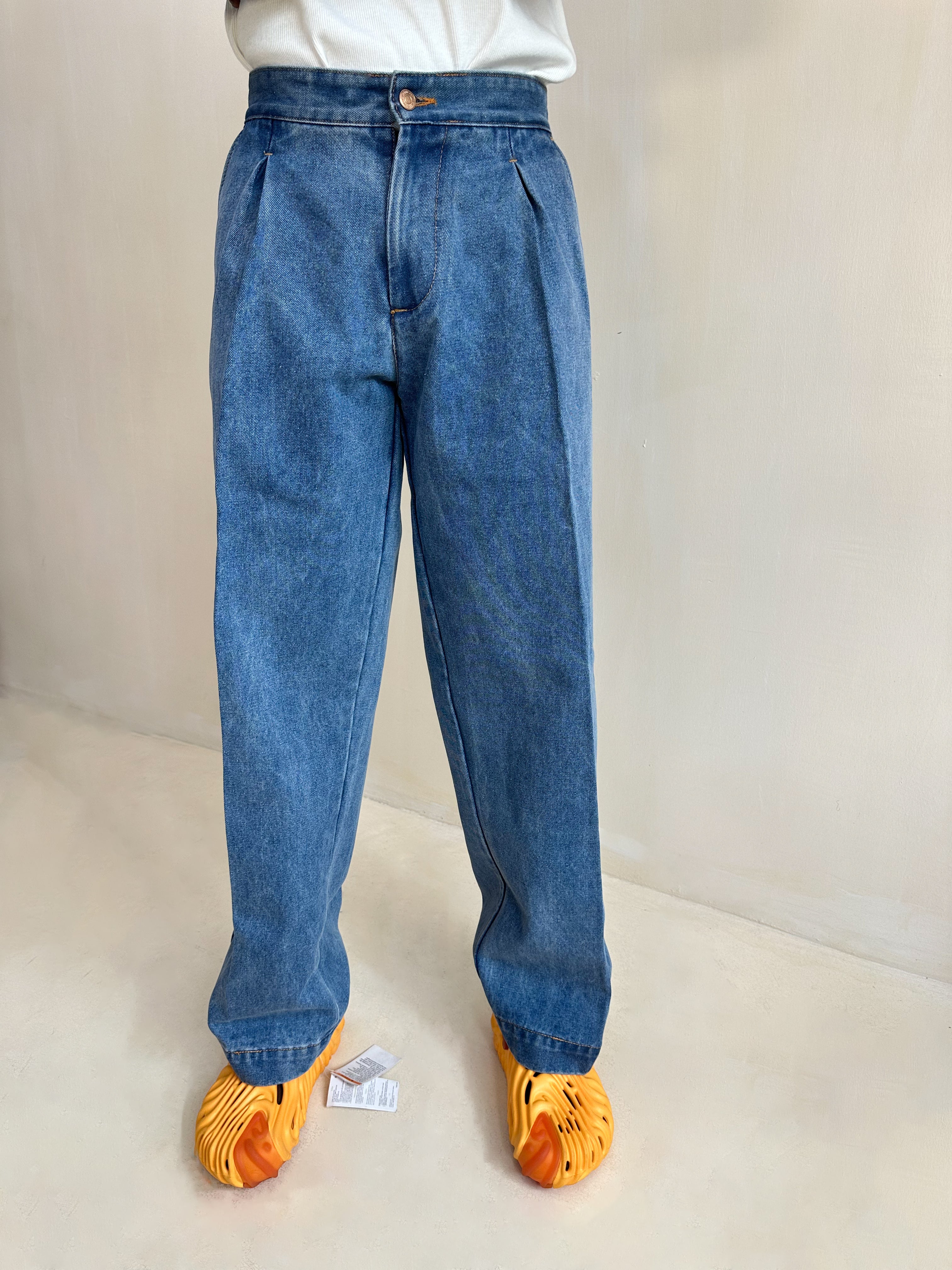 Cairo Oxford Preppy Baggy Denim Trouser - Light Wash