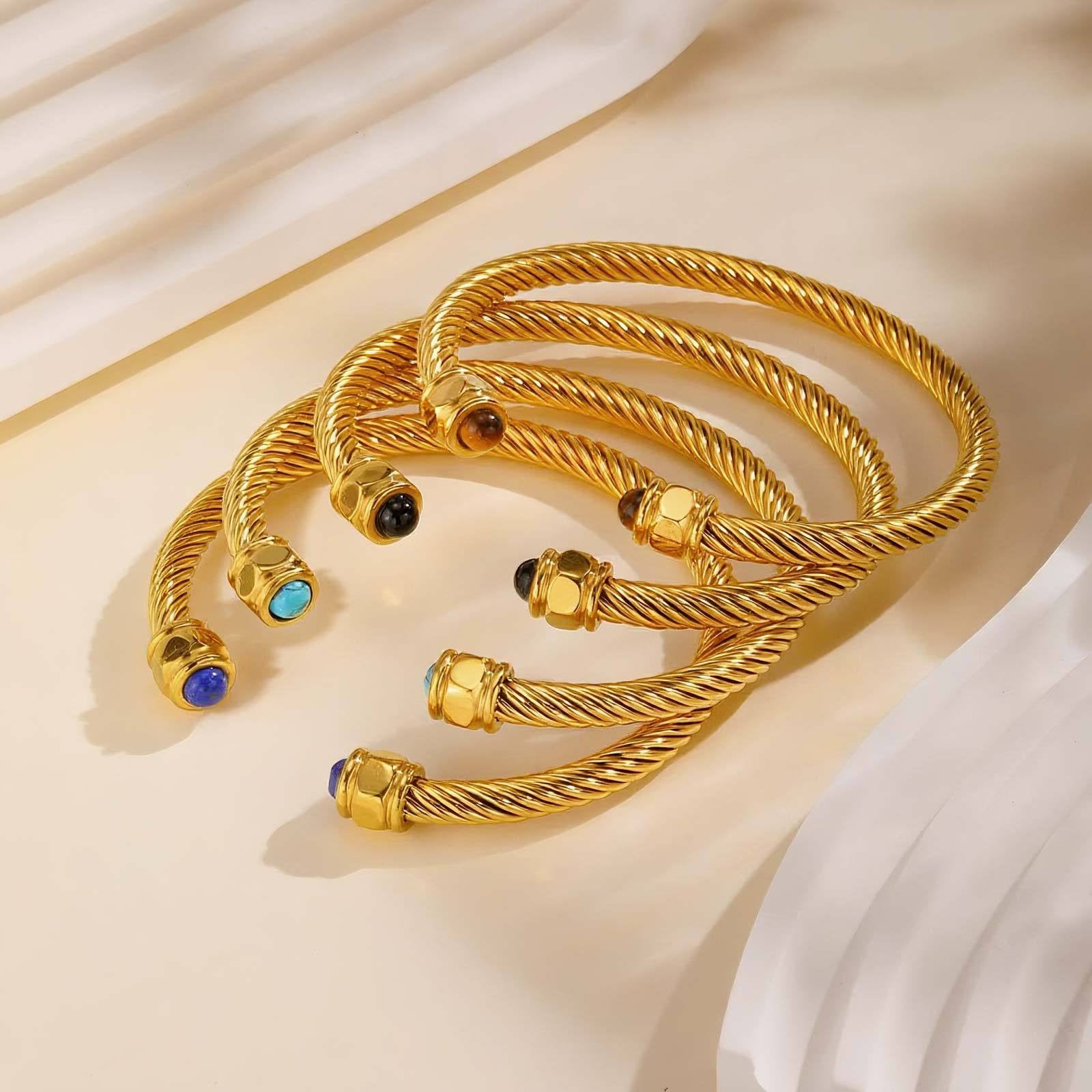 Calla 18K Titanium Stainless Steel Bracelet - Green Orb