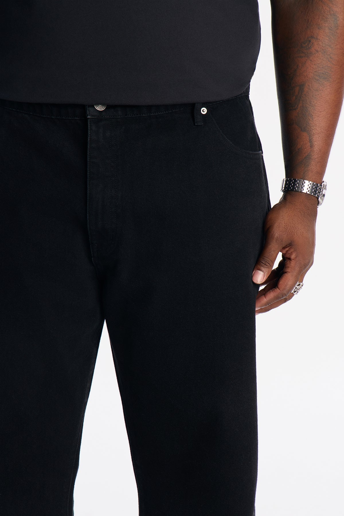Cai Relaxed Straight Cut Jeans - Washed Black-13