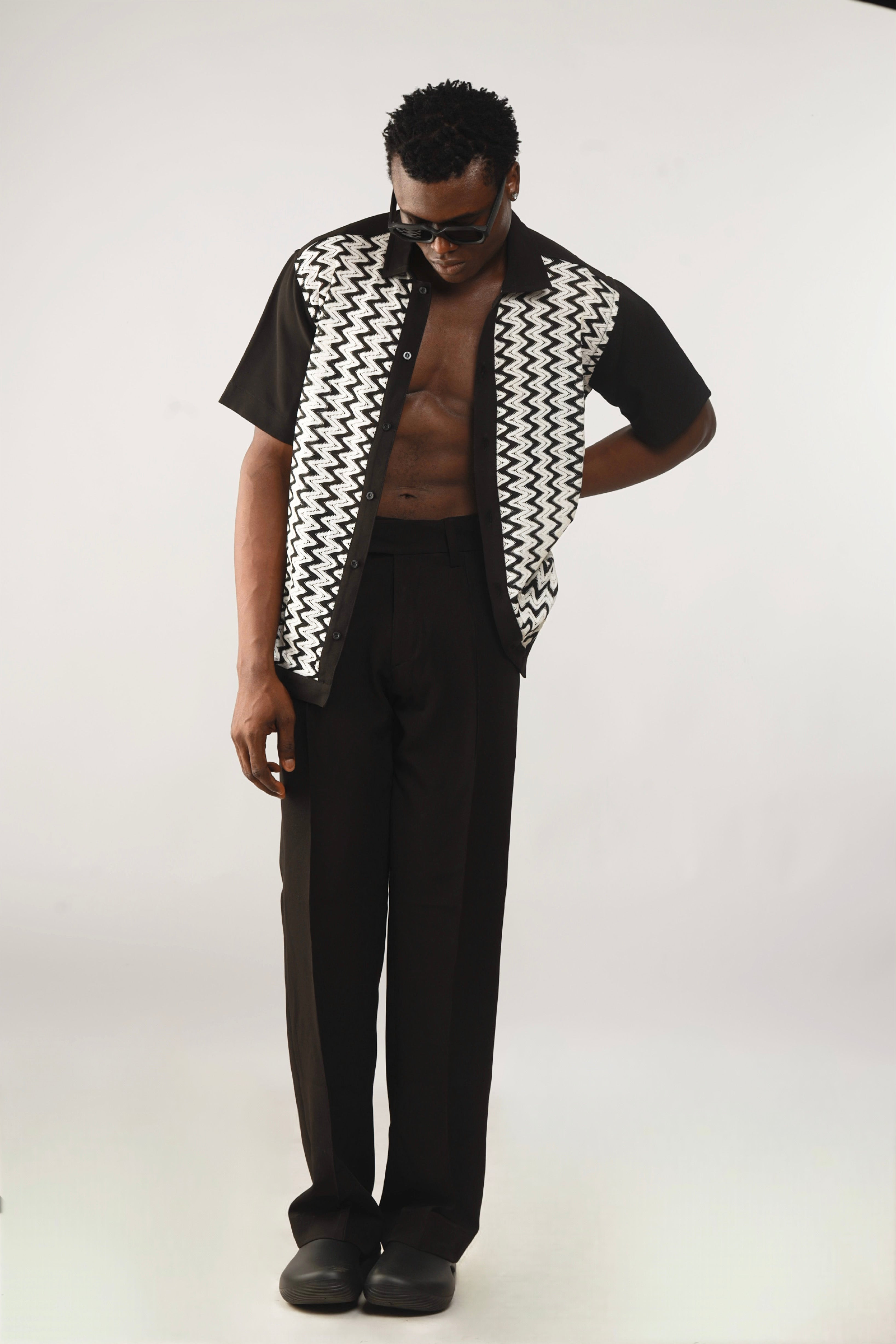 Cleo Resort Lace Print Shirt - Black/White