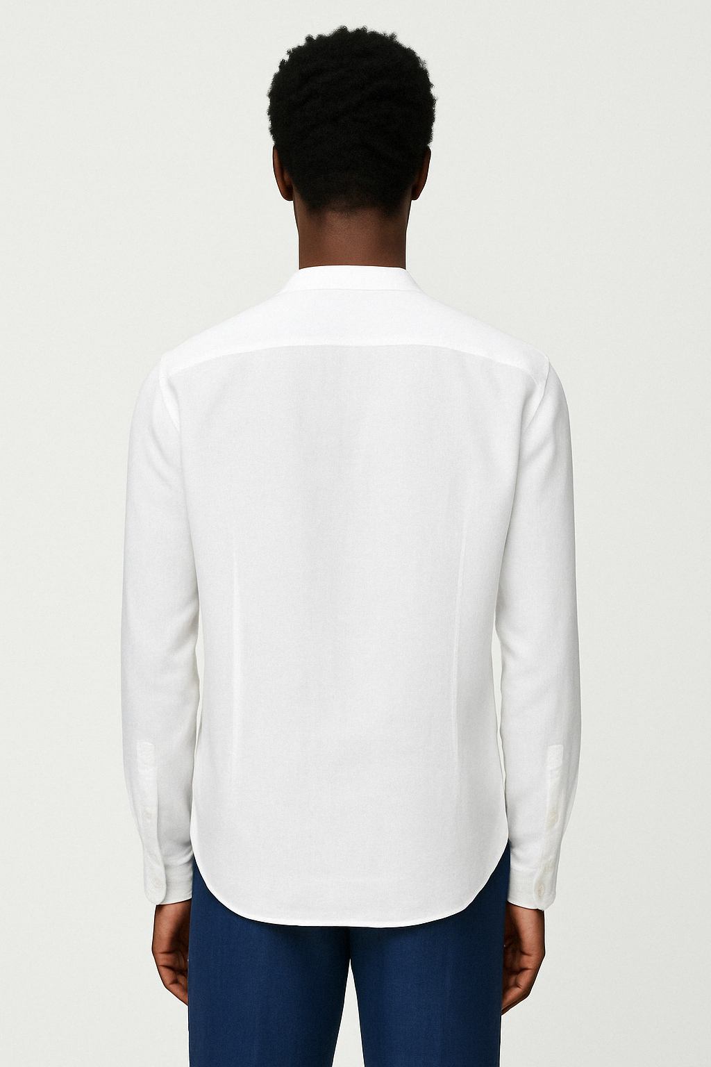 Cairo Linen Blend Mandarin Collar Shirt - White