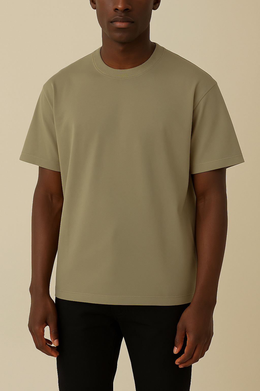 Claire 310GSM Medium-Weight Double-Yarn Blank Tshirt (Premium Quality) - Matcha Grey-2
