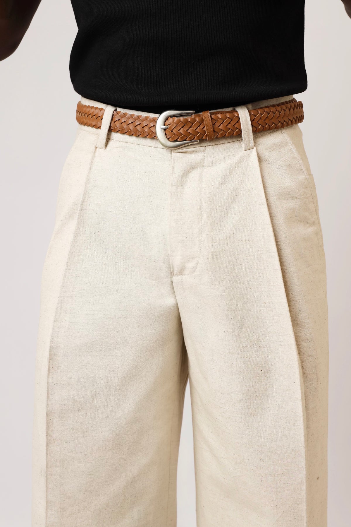 Callum Baggy Linen Pants - Oatmeal-3