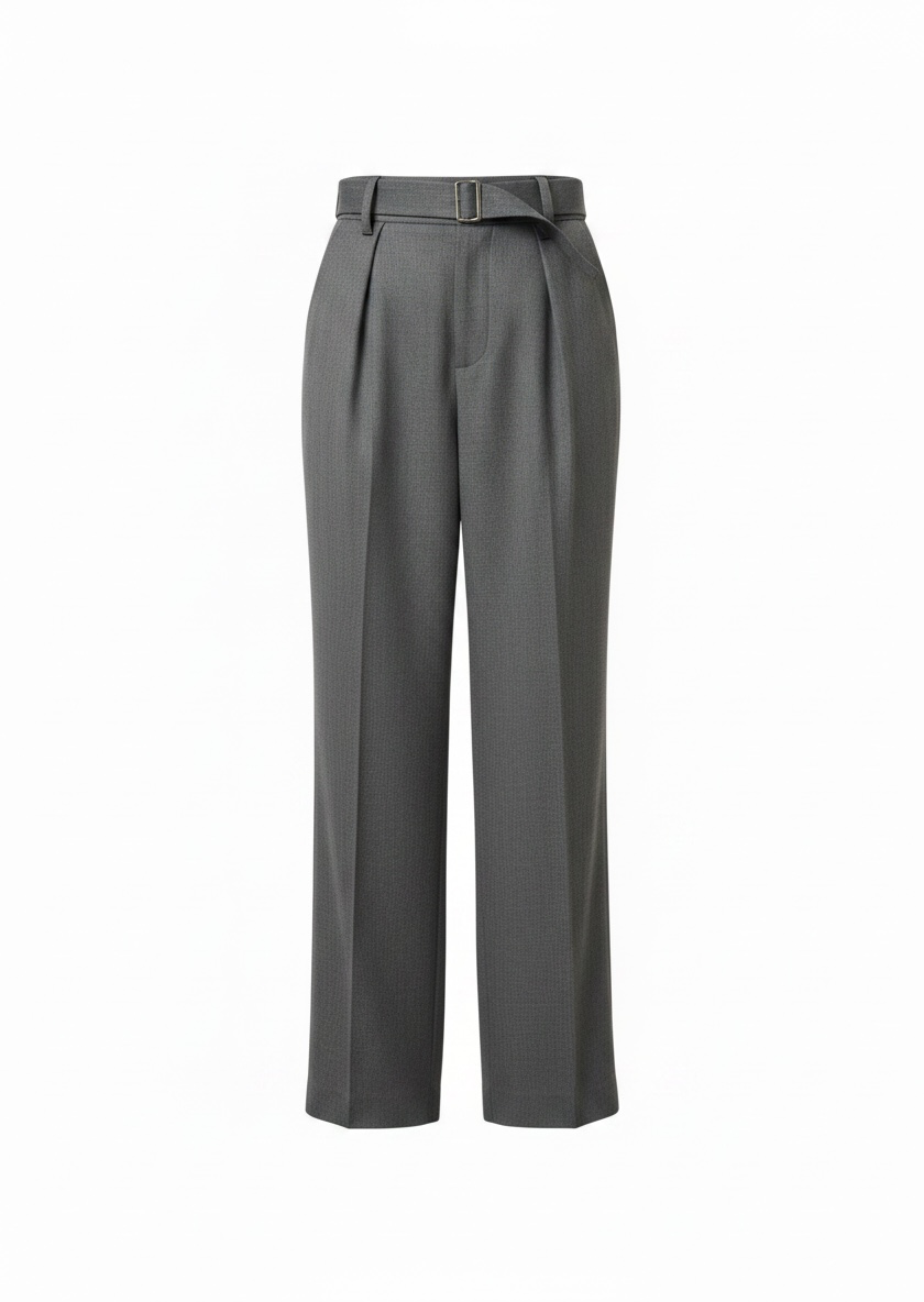 Casey Oxford Pleated Trouser - Grey-1